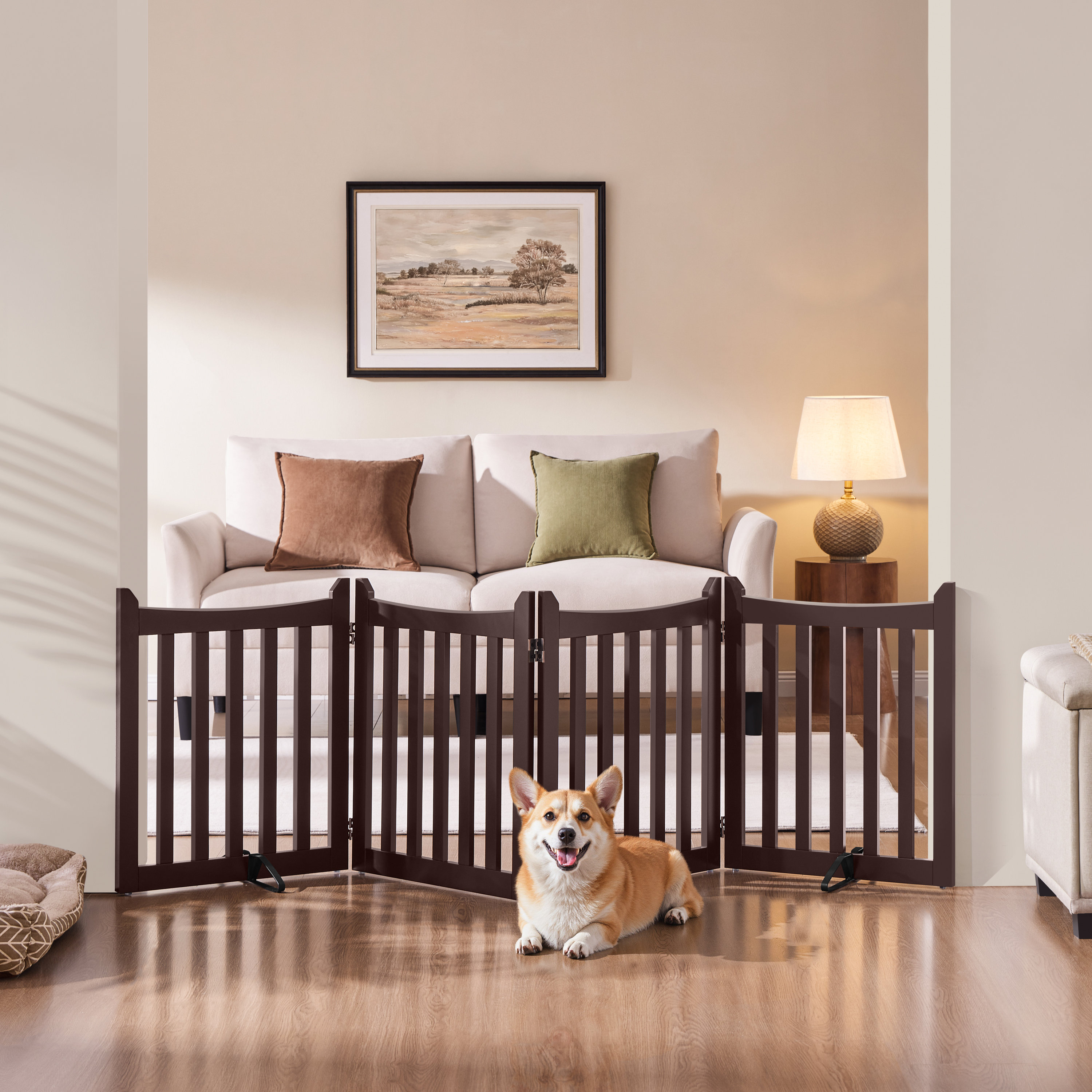 Tucker Murphy Pet™ Freestanding Foldable Wooden Dog Gate for Small